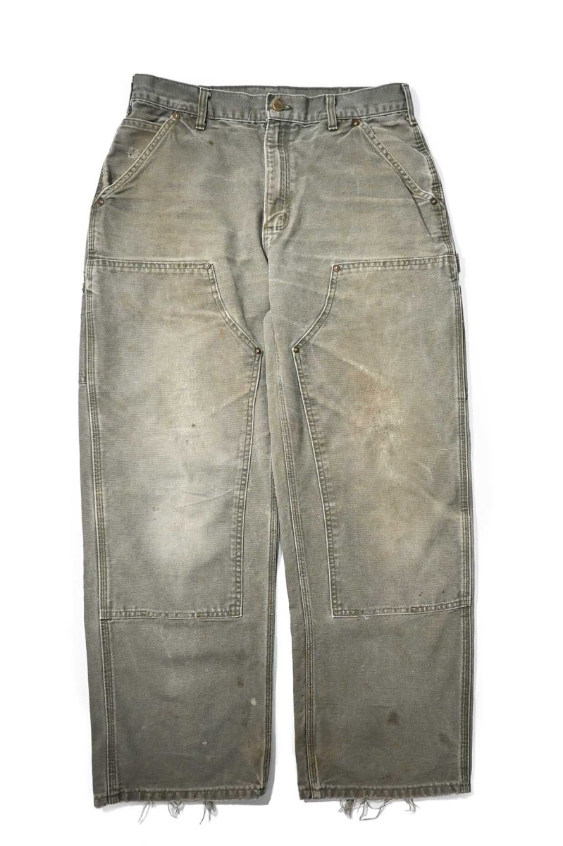 画像1: 05' Used Carhartt Duck Double Knee Carpenter Pants Moss カーハート (1)