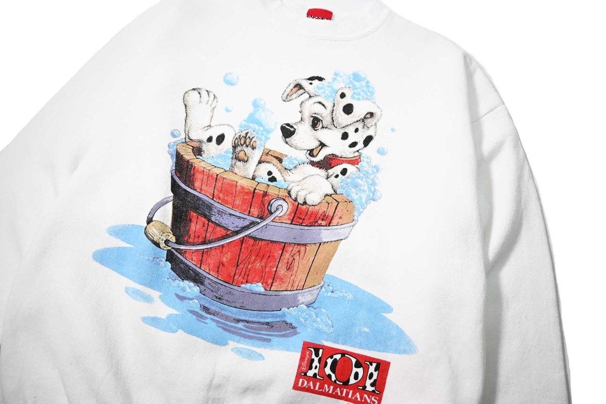画像2: 90s Used Disney 101Dalmatians Print Sweat Shirt White (2)