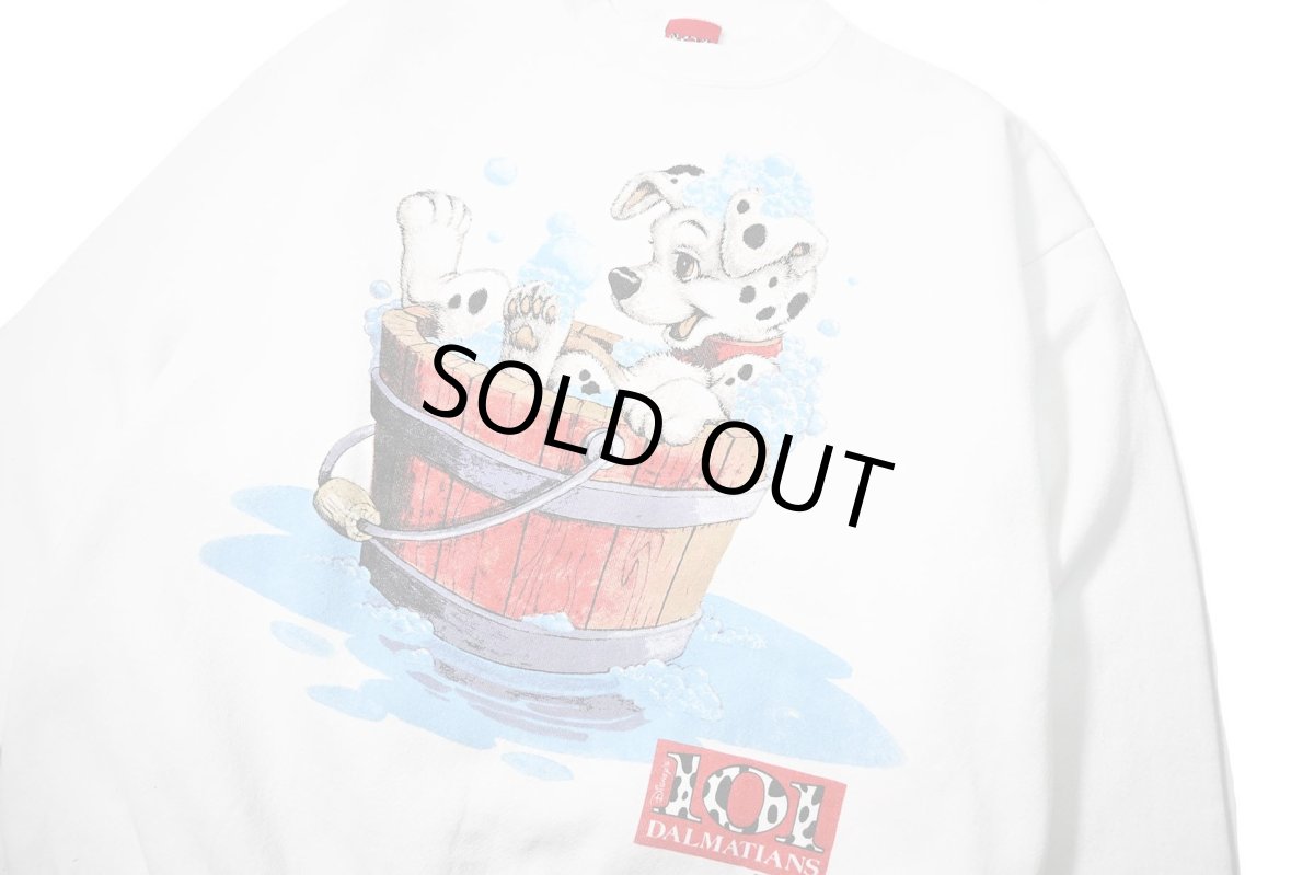 画像2: 90s Used Disney 101Dalmatians Print Sweat Shirt White (2)