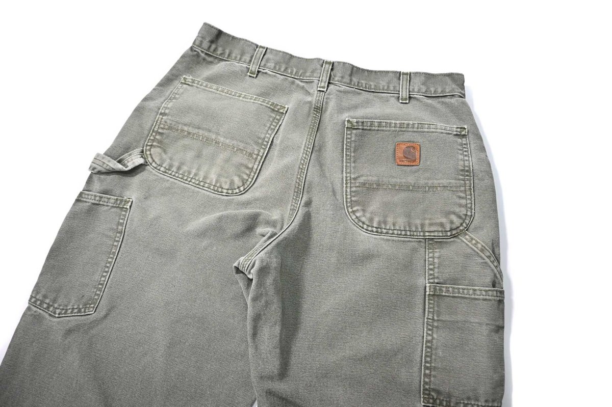 画像4: 17' Used Carhartt Duck Carpenter Pants Moss カーハート (4)