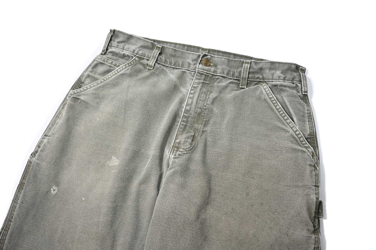 画像2: 17' Used Carhartt Duck Carpenter Pants Moss カーハート (2)
