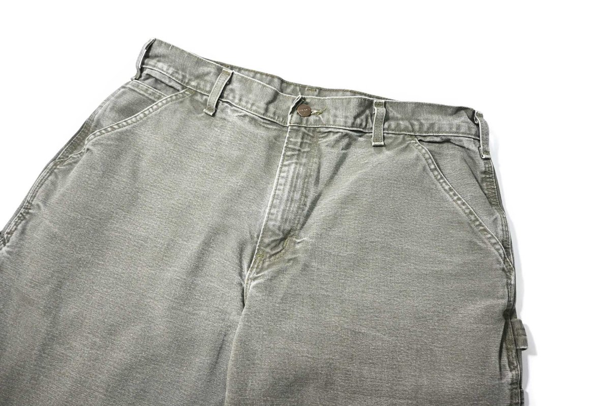 画像2: 17' Used Carhartt Duck Carpenter Pants Moss カーハート (2)