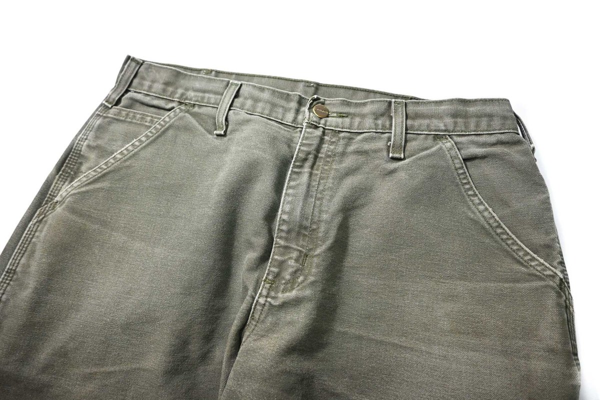 画像2: 07' Used Carhartt Duck Carpenter Pants Moss カーハート (2)