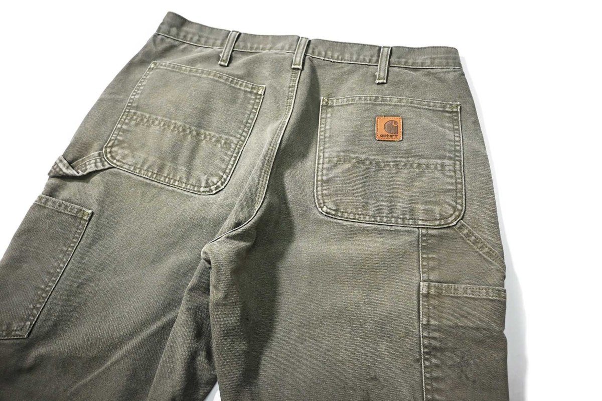 画像4: 07' Used Carhartt Duck Carpenter Pants Moss カーハート (4)