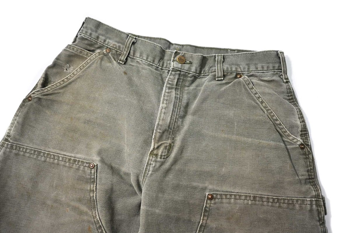 画像2: 05' Used Carhartt Duck Double Knee Carpenter Pants Moss カーハート (2)