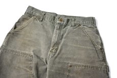 画像2: 05' Used Carhartt Duck Double Knee Carpenter Pants Moss カーハート (2)