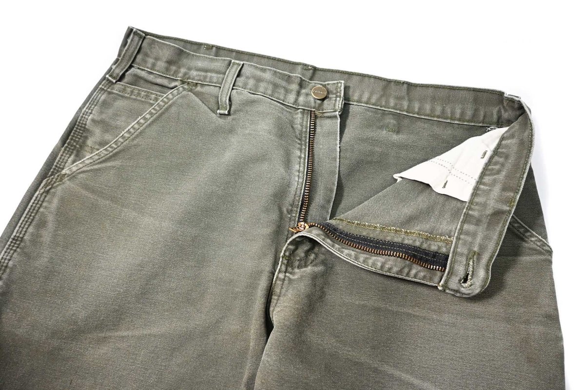 画像5: 07' Used Carhartt Duck Carpenter Pants Moss カーハート (5)