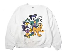画像1: 90s Used Disney Print Sweat Shirt White made in USA (1)
