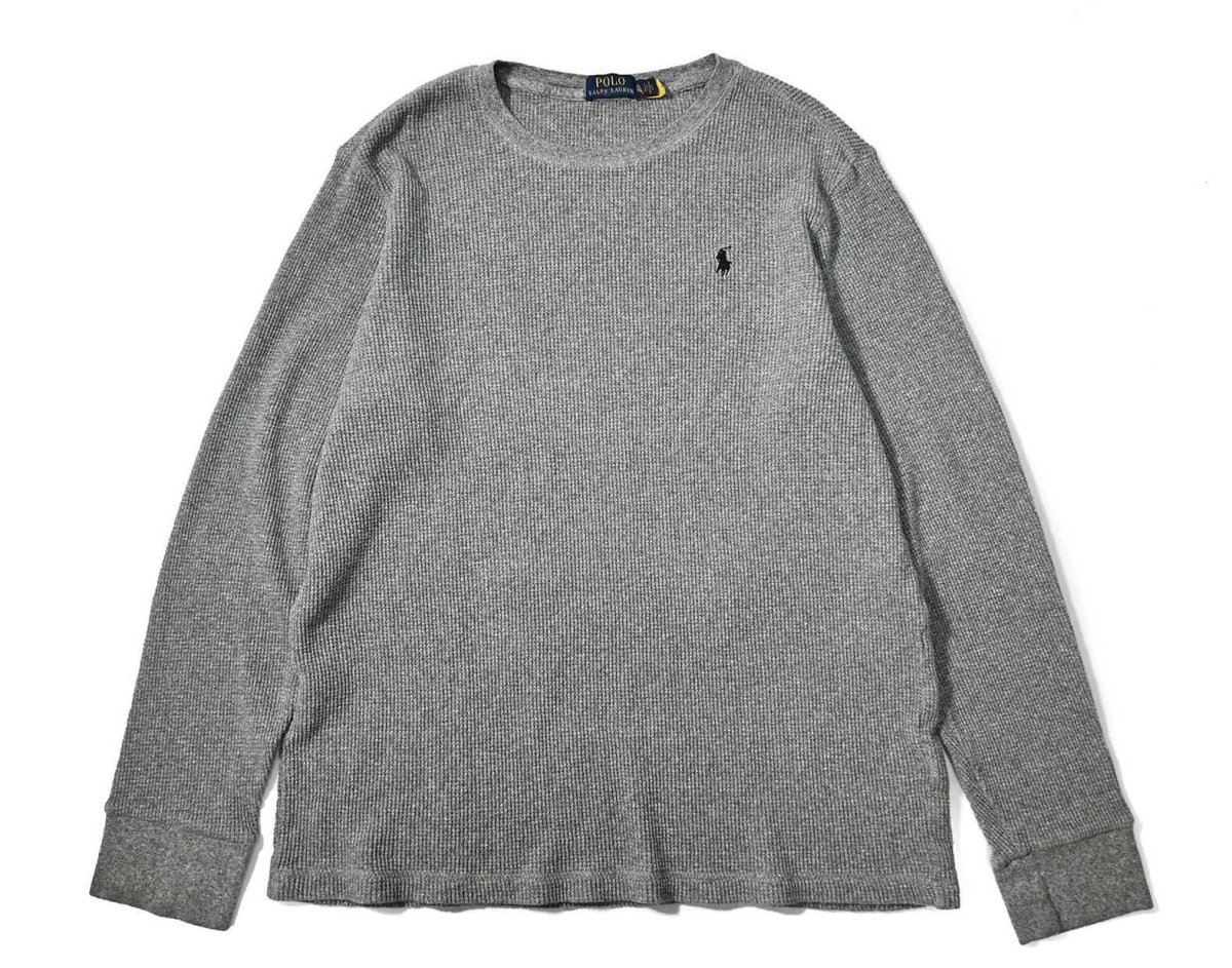 画像1: Used Polo Ralph Lauren L/S Thermal Grey (1)