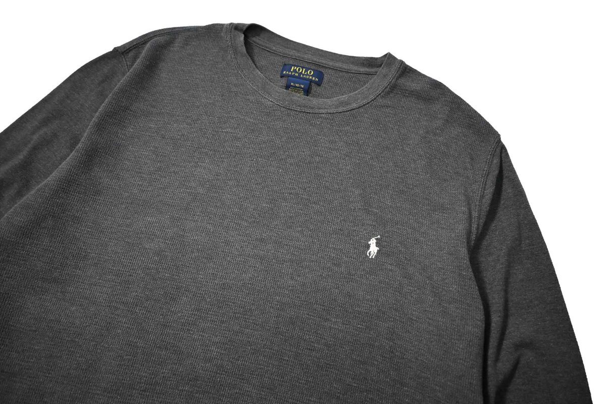 画像2: Used Polo Ralph Lauren L/S Thermal Charcoal (2)