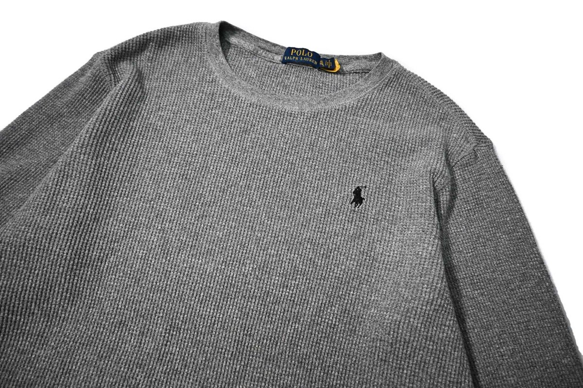 画像2: Used Polo Ralph Lauren L/S Thermal Grey (2)