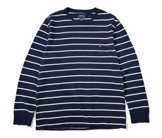 画像1: Used Polo Ralph Lauren Border L/S Thermal Navy/White (1)