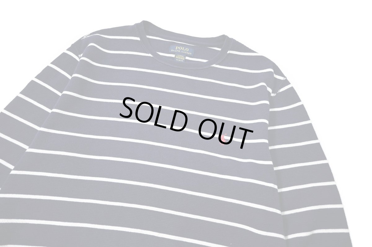 画像2: Used Polo Ralph Lauren Border L/S Thermal Navy/White (2)