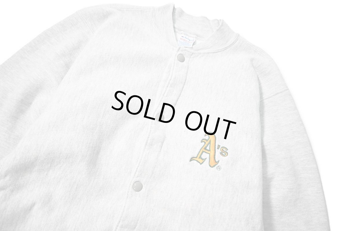 画像2: 90s Used Champion Reverse Weave Snap Cardigan "Oakland Athletics" made in USA (2)