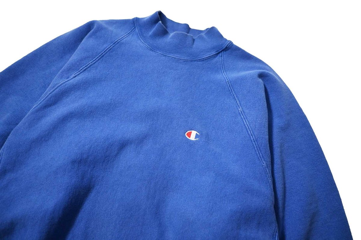 画像2: 90s Used Champion Reverse Weave Mock Neck Raglan Sleeve Sweat Shirt made in USA (2)
