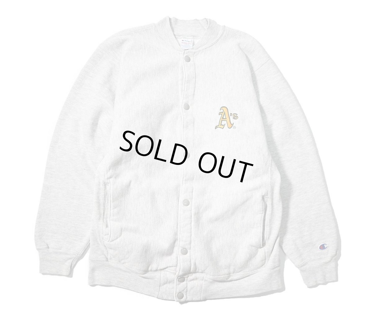 画像1: 90s Used Champion Reverse Weave Snap Cardigan "Oakland Athletics" made in USA (1)