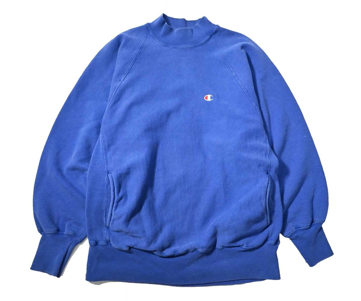 画像1: 90s Used Champion Reverse Weave Mock Neck Raglan Sleeve Sweat Shirt made in USA (1)
