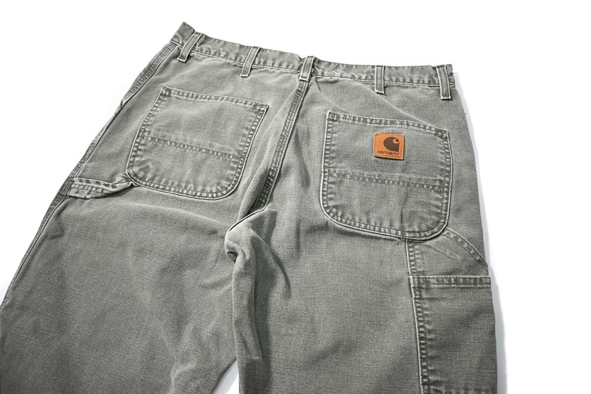 画像4: 00' Used Carhartt Duck Carpenter Pants Moss カーハート (4)