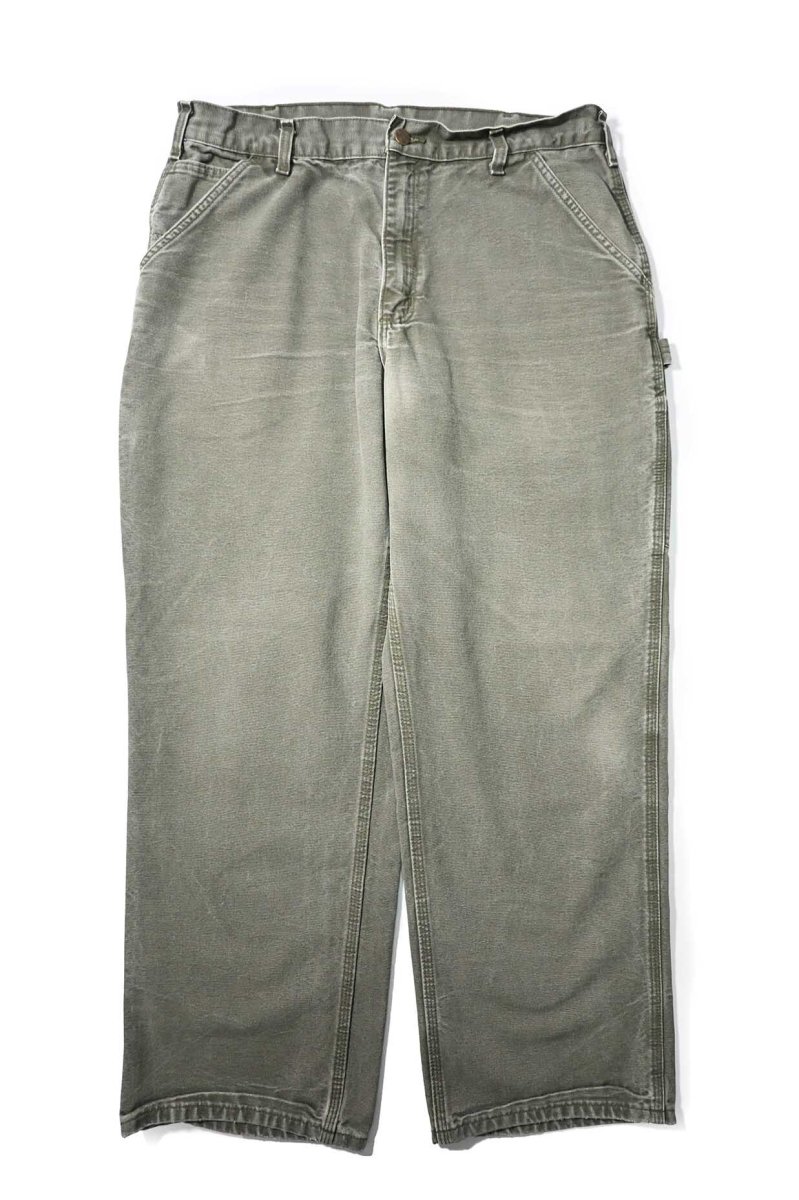 画像1: 16' Used Carhartt Duck Carpenter Pants Moss カーハート (1)
