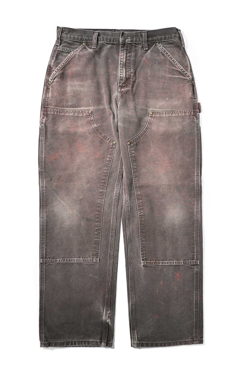 画像1: 16' Used Carhartt Duck Double Knee Carpenter Pants Dark Brown カーハート (1)
