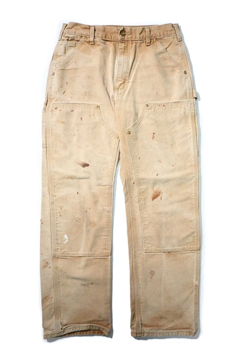 画像1: 17' Used Carhartt Duck Double Knee Carpenter Pants Brown made in USA カーハート (1)