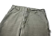 画像2: 16' Used Carhartt Duck Carpenter Pants Moss カーハート (2)