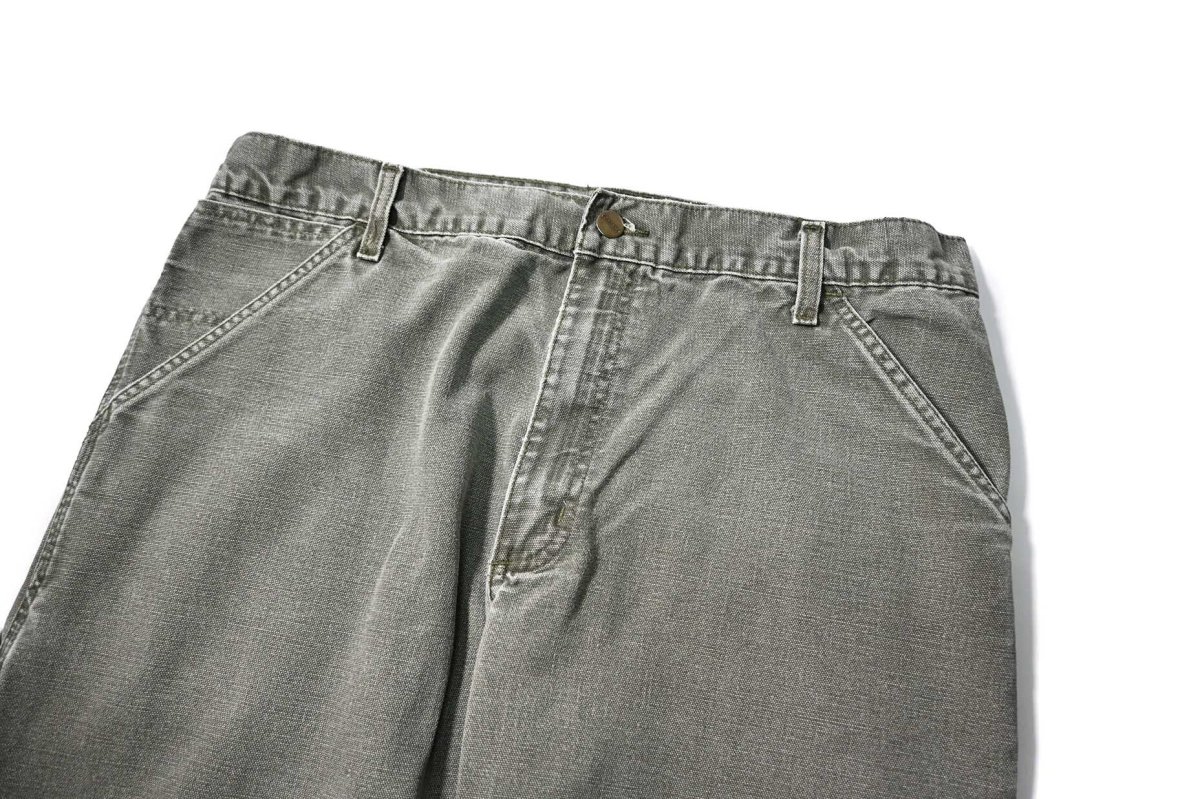 画像2: 00' Used Carhartt Duck Carpenter Pants Moss カーハート (2)