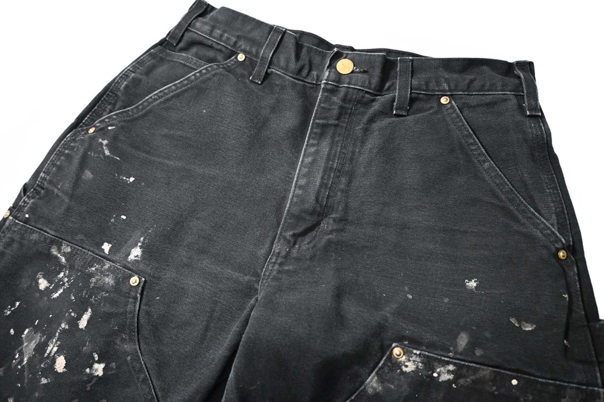 画像2: 09' Used Carhartt Duck Double Knee Carpenter Pants Black made in USA カーハート (2)
