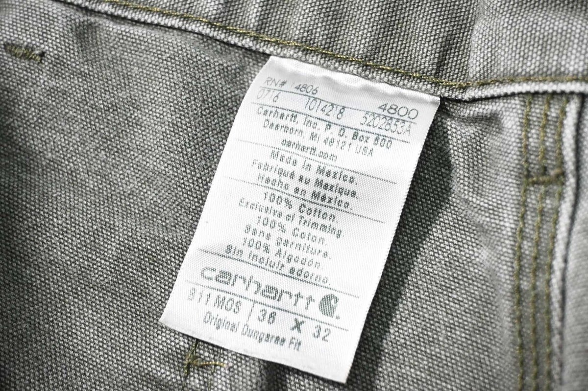 画像6: 16' Used Carhartt Duck Carpenter Pants Moss カーハート (6)