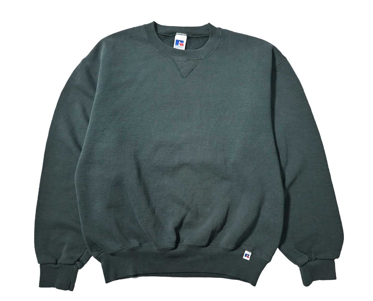 画像1: 90s Used Russell Athletic Blank Sweat Shirt Moss (1)