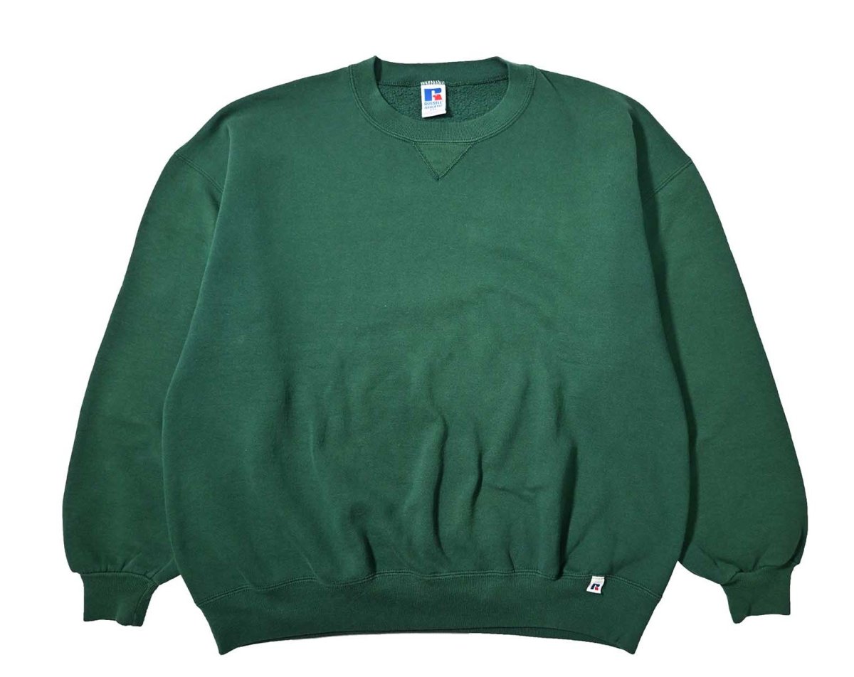 画像1: 90s Used Russell Athletic Blank Sweat Shirt Green made in USA (1)