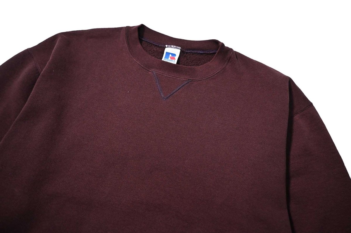 画像2: 90s Used Russell Athletic Blank Sweat Shirt Maroon (2)