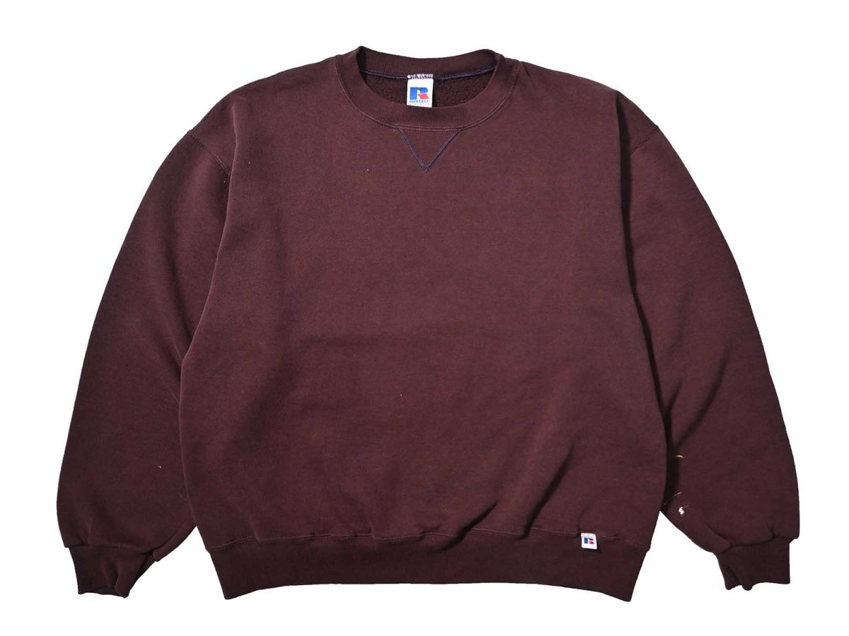 画像1: 90s Used Russell Athletic Blank Sweat Shirt Maroon (1)