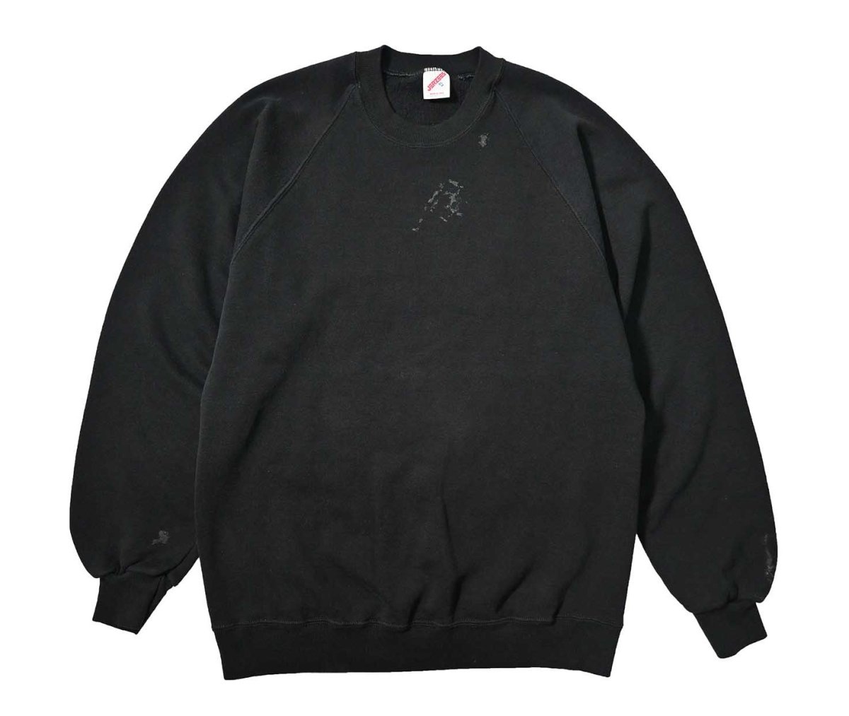 画像1: 80-90s Used Jerzees Raglan Sleeve Blank Sweat Shirt Black made in USA (1)