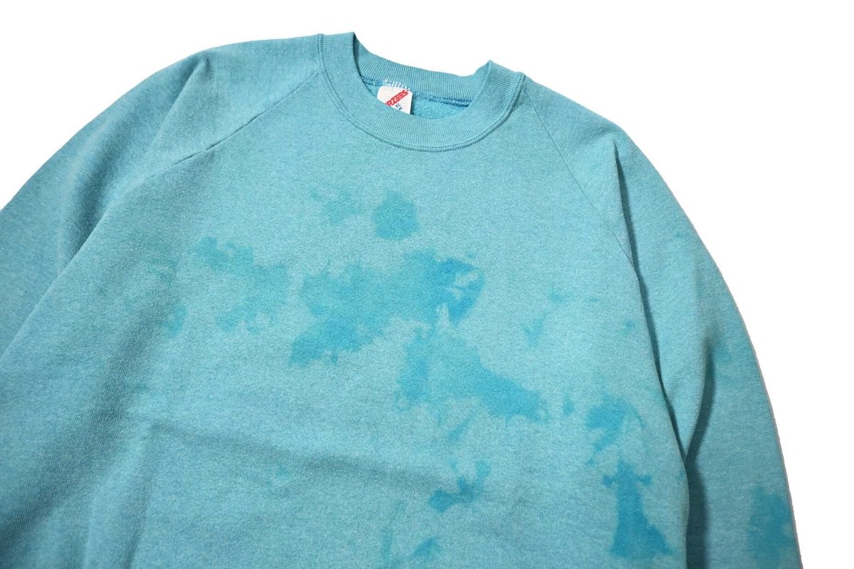 画像2: 80-90s Used Jerzees Raglan Sleeve Blank Sweat Shirt Turquoise made in USA (2)
