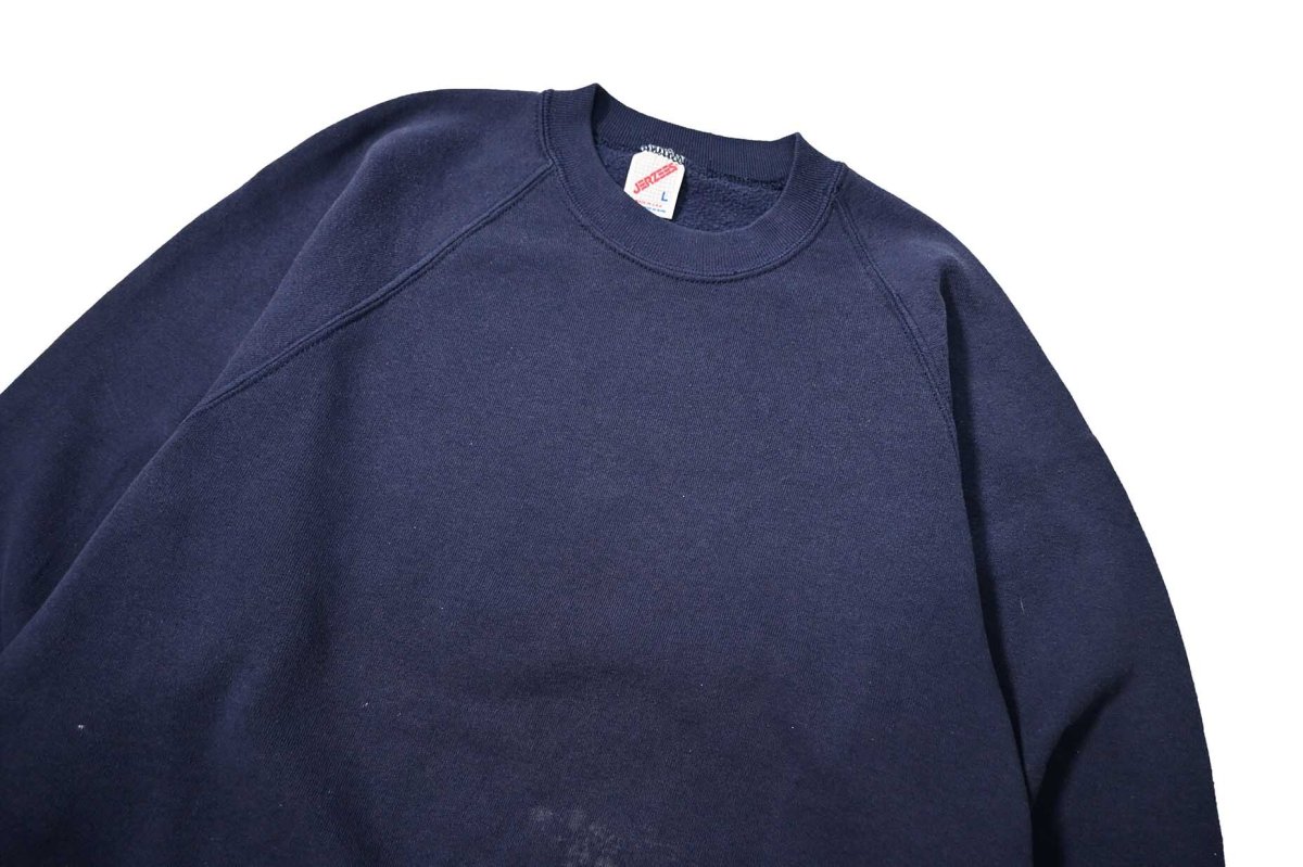 画像2: 80-90s Used Jerzees Raglan Sleeve Blank Sweat Shirt Navy made in USA (2)