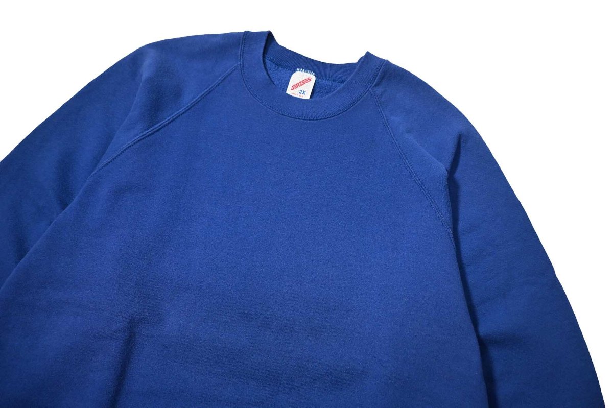 画像2: 80-90s Used Jerzees Raglan Sleeve Blank Sweat Shirt Blue made in USA (2)