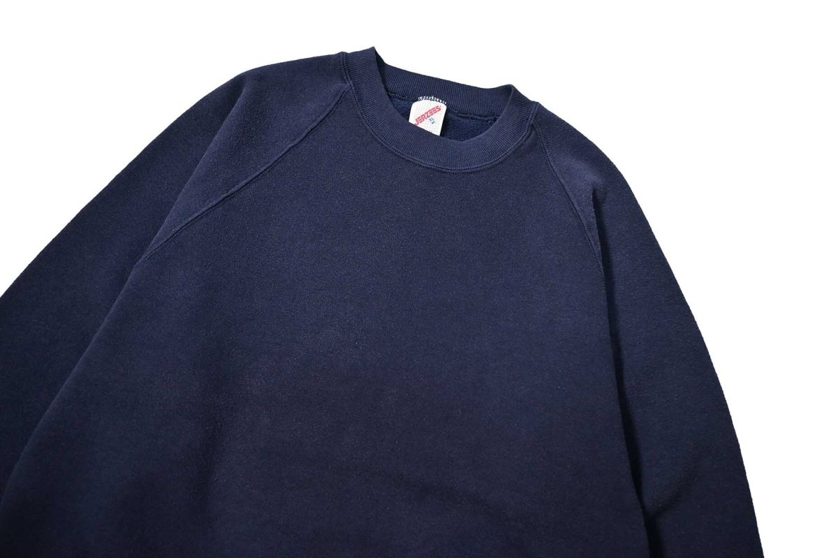 画像2: 80-90s Used Jerzees Raglan Sleeve Blank Sweat Shirt Navy made in USA (2)