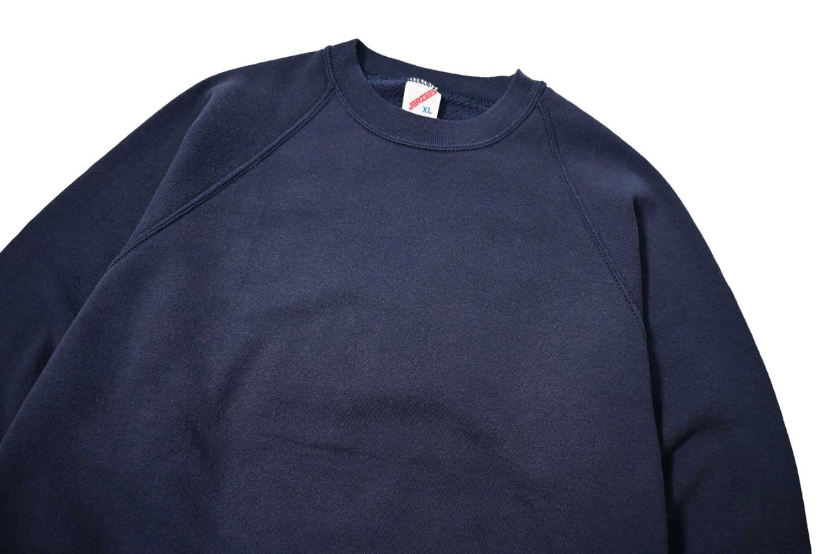 画像2: 80-90s Used Jerzees Raglan Sleeve Blank Sweat Shirt Navy made in USA (2)