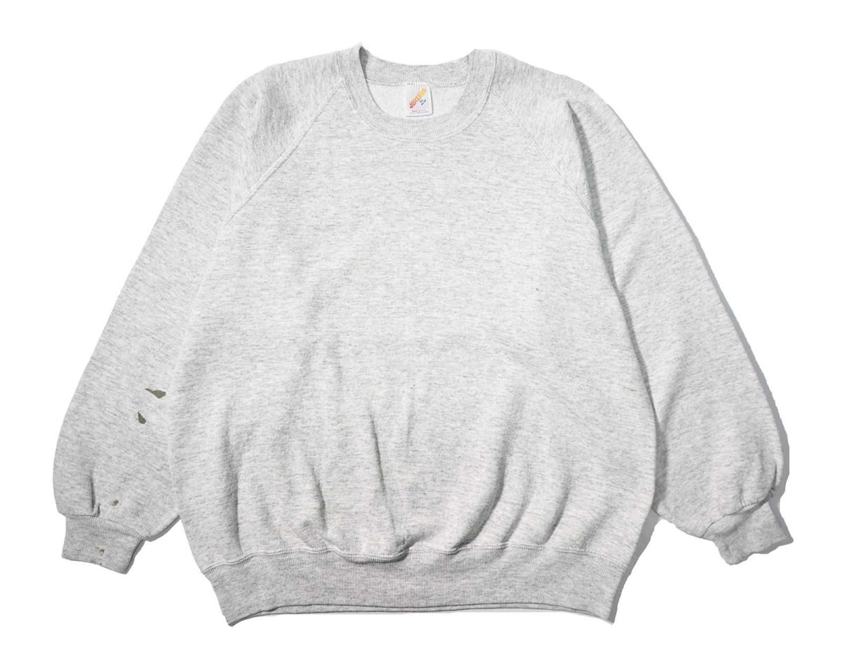 画像1: 80-90s Used Jerzees Raglan Sleeve Blank Sweat Shirt Ash made in USA (1)