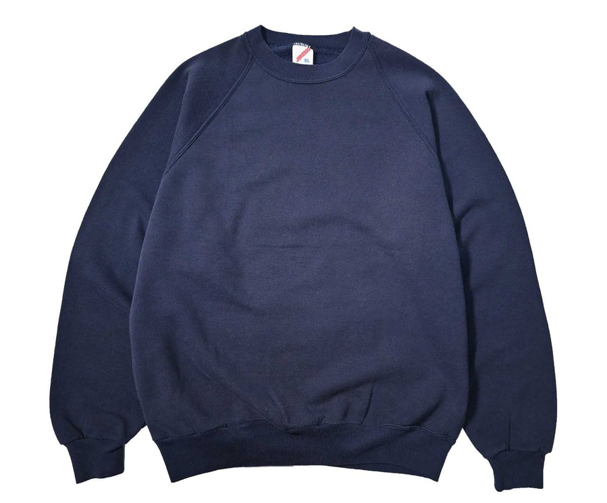 画像1: 80-90s Used Jerzees Raglan Sleeve Blank Sweat Shirt Navy made in USA (1)