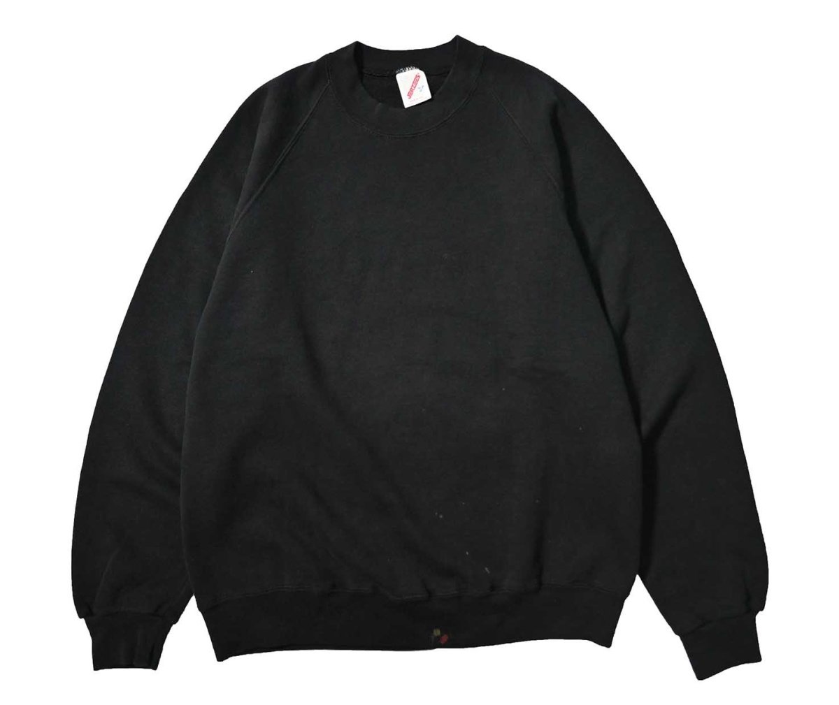 画像1: 80-90s Used Jerzees Raglan Sleeve Blank Sweat Shirt Black made in USA (1)