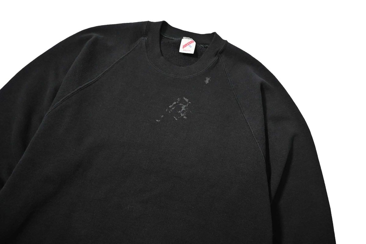 画像2: 80-90s Used Jerzees Raglan Sleeve Blank Sweat Shirt Black made in USA (2)