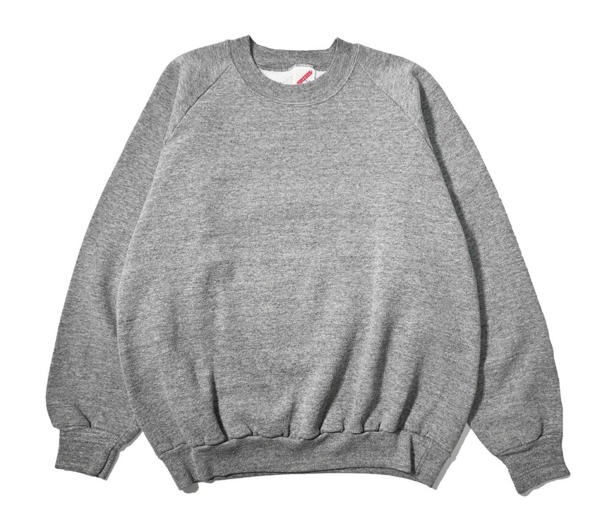 画像1: 80-90s Used Jerzees Raglan Sleeve Blank Sweat Shirt Grey made in USA (1)
