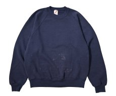 画像1: 80-90s Used Jerzees Raglan Sleeve Blank Sweat Shirt Navy made in USA (1)