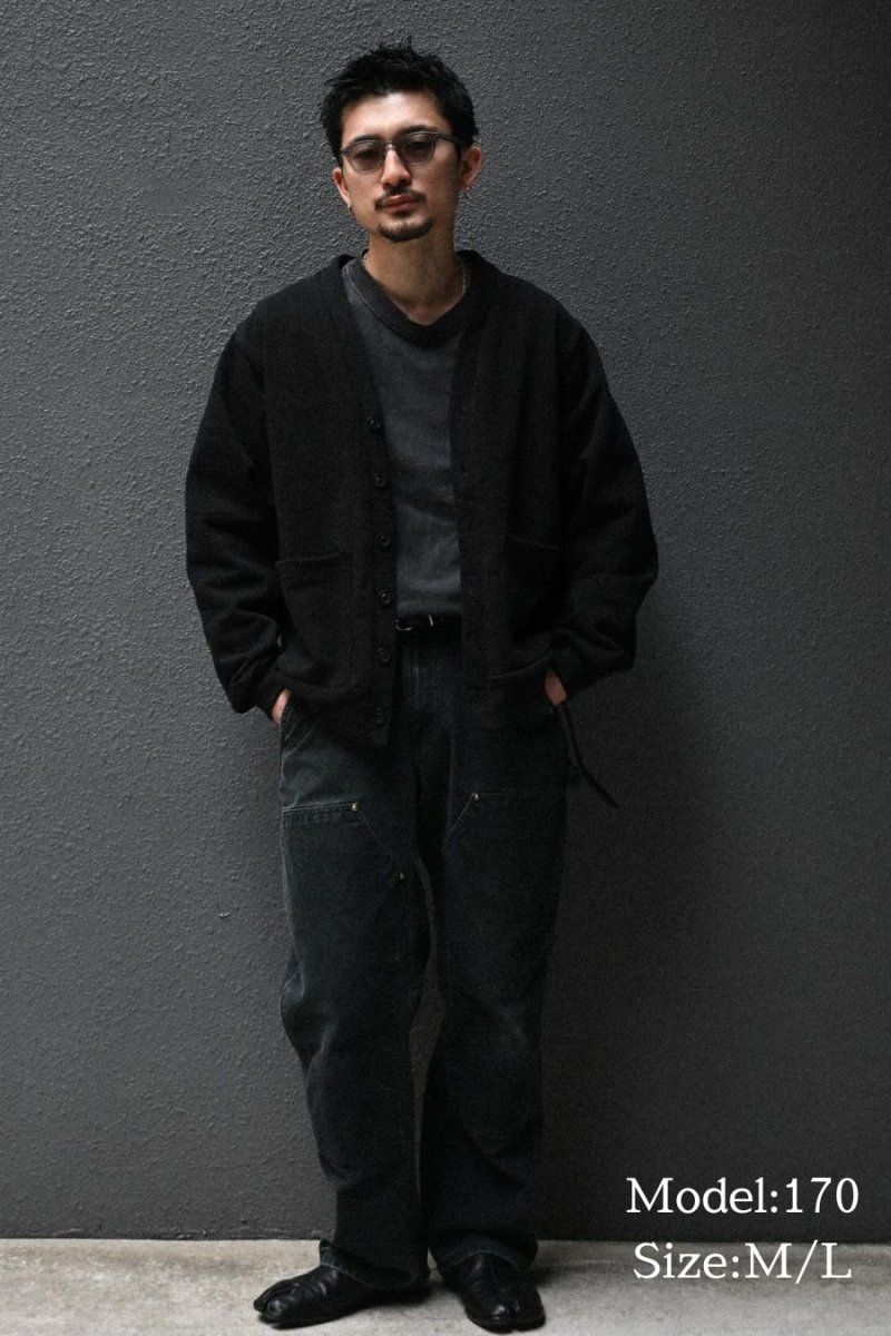 画像3: Los Angeles Apparel 14oz Sweat Cardigan Black ロサンゼルスアパレル (3)