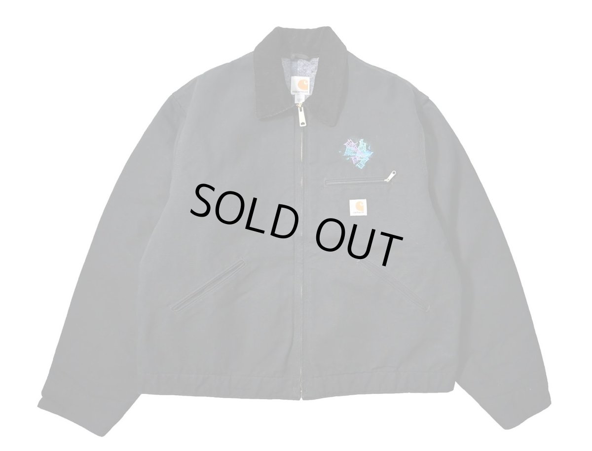 画像1: 18' Used Carhartt Blanket Lined Duck Detroit Jacket Black made in USA (1)