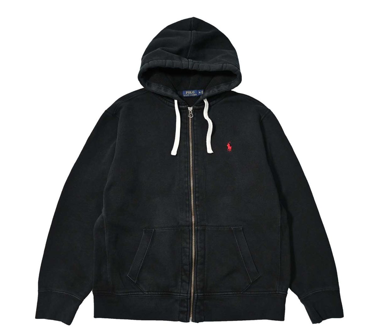 画像1: Used Polo Ralph Lauren Zip Sweat Hoodie Black ラルフローレン (1)