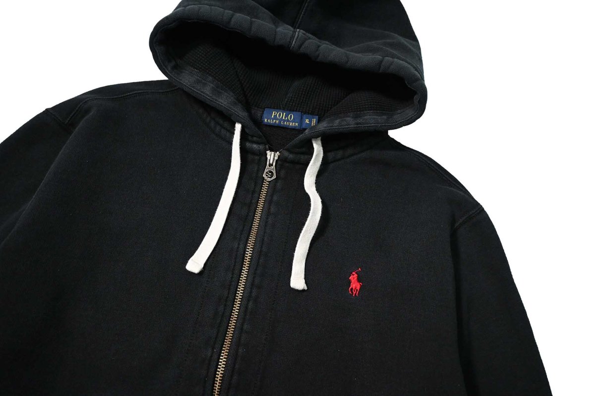画像3: Used Polo Ralph Lauren Zip Sweat Hoodie Black ラルフローレン (3)