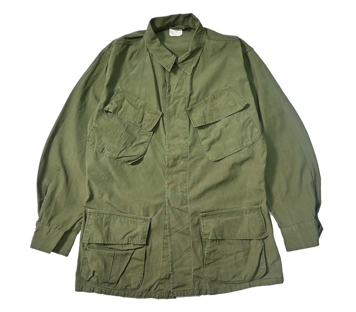 画像1: 60s Used Us Military Non Rip Poplin Jungle Fatigue Jacket 3rd Type (1)